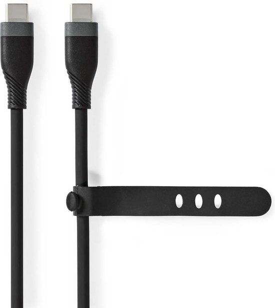 Nedis USB-Kabel - USB 2.0 - USB-C Male - USB-C Male - 60 W - 480 Mbps - Vernikkeld - 1.50 m - Rond - Silicone - Zwart - Doos - afbeelding 5