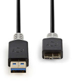 Nedis USB-Kabel - USB 3.2 Gen 1 - USB-A Male - USB Micro-B Male - 5 Gbps - Verguld - 2.00 m - Rond - PVC - Antraciet - Doos - afbeelding 6