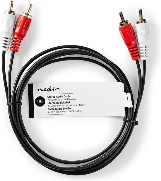 Nedis Stereo-Audiokabel - 2x RCA Male - 2x RCA Male - Vernikkeld - m - Rond - Zwart - afbeelding 18