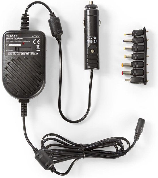 Nedis Universele AC-Stroomadapter - 36 W - 0 - 12 V DC - 1.20 m - 5.0 A - 7 plug(s) - Zwart - afbeelding 1