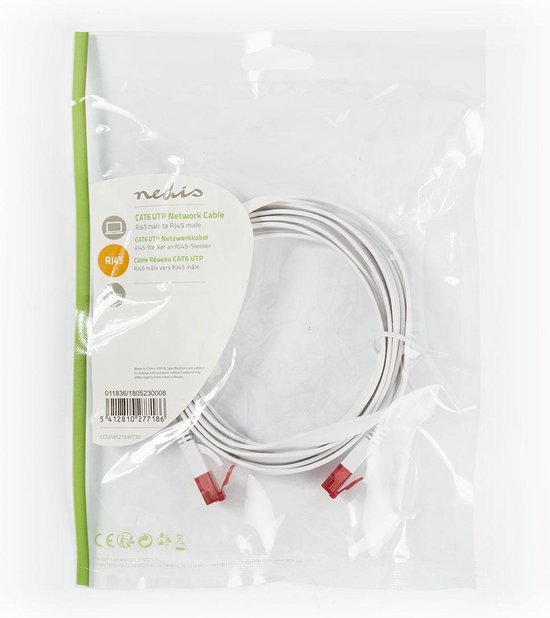 Cat 6 UTP Network Flat Cable | RJ45 Male - RJ45 Male | m | - afbeelding 2