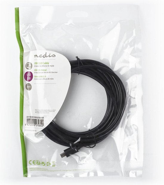 Nedis USB-kabel m 2.0 Micro-USB B Zwart - afbeelding 4