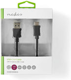 USB 3.1-Kabel | Type-Câ„¢ Male - A Male | 1,0 m | Zwart - afbeelding 14