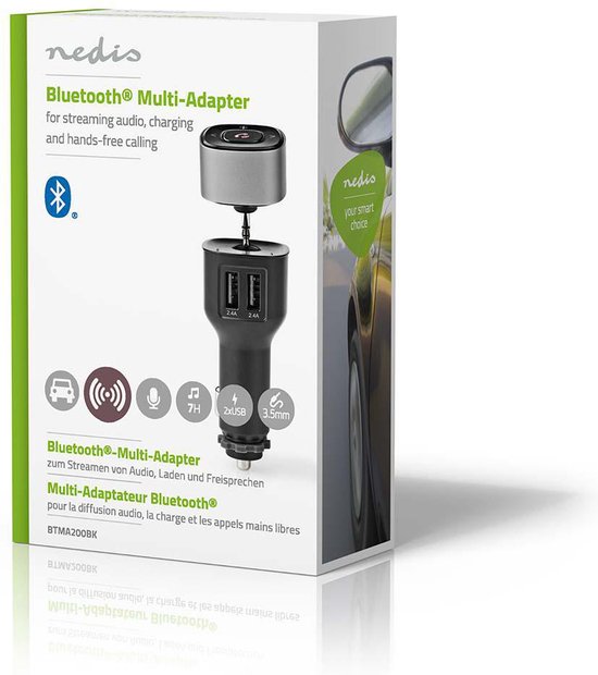 Nedis Bluetooth Multi-Adapter - Output: 1x 3,5 mm - SBC - 7 uur - Ingebouwde microfoon - Volumebediening - Automatische uitschakelfunctie - Grijs / Zwart - afbeelding 7