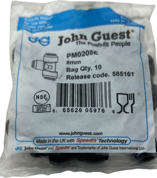 John Guest PM0208E 8 mm T-stuk 10 x koppeling kunststof mof JG push-in fitting - afbeelding 5
