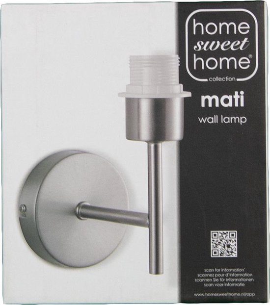 Home Sweet Home - Wandlamp Mati voor lampenkap - Geborsteld staal - 10/10/18cm - gemaakt van Metaal - geschikt voor E27 LED lichtbron - voor lampenkap met doorsnede max.20cm - afbeelding 6