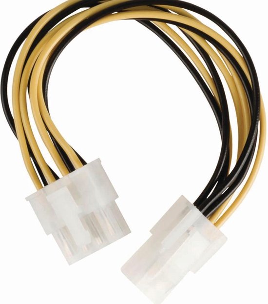 Nedis Interne Voedingskabel - EPS 8-Pins Male - P4 Female - Verguld - 0.15 m - Rond - PVC - Geel / Zwart - Envelop - afbeelding 6