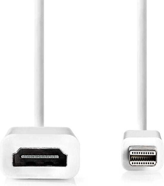 Nedis Mini DisplayPort-Kabel - DisplayPort 1.2 - Mini-DisplayPort Male - HDMI Output - 21.6 Gbps - Vernikkeld - 0.20 m - Rond - PVC - Wit - Doos - afbeelding 1