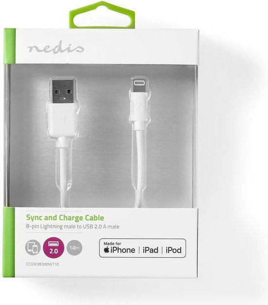 USB-Kabel | Apple Lightning 8-Pins | USB-A Male | Vernikkeld | m | Rond | PVC | | Window Box - afbeelding 14