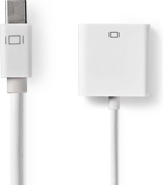 Nedis Mini DisplayPort-Kabel - DisplayPort 1.2 - Mini-DisplayPort Male - DVI-I 24+5-Pins Female - 21.6 Gbps - Vernikkeld - 0.20 m - Rond - PVC - Wit - Polybag - afbeelding 1