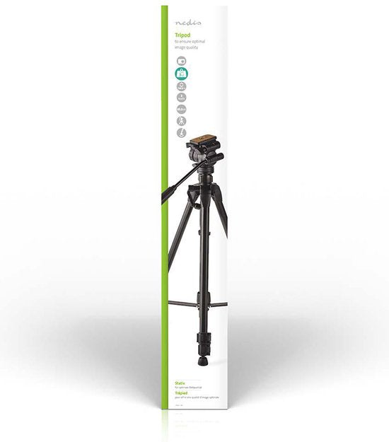 Nedis Statief - Maximaal draagvermogen: 3.0 kg - Minimale werkhoogte: 62.0 cm - Maximale werkhoogte: 158.5 cm - 3 Segmenten - Pan & Tilt - Inclusief reistas - Zelfnivellerende voeten - ABS / Aluminium - afbeelding 6