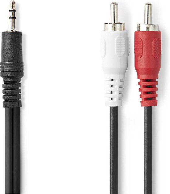 Nedis Stereo-Audiokabel - 3,5 Male - 2x RCA Male - Vernikkeld - m - Rond - Zwart - Doos - afbeelding 3