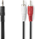 Nedis Stereo-Audiokabel - 3,5 Male - 2x RCA Male - Vernikkeld - m - Rond - Zwart - Doos - afbeelding 3