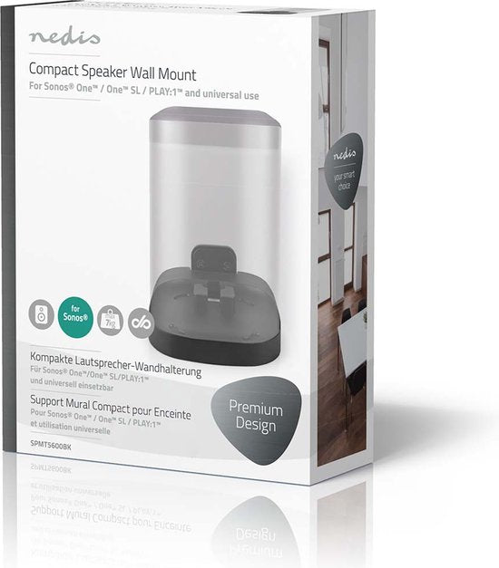 Nedis Speakerbeugel - Geschikt voor Sonos® One SL™ / Sonos® One™ / Sonos® PLAY:1™ - Wand - 7 kg - Vast - ABS / Staal - Zwart - afbeelding 2