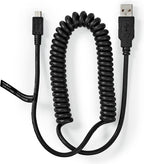 USB-Kabel - USB 2.0 - USB-A Male - USB Micro-B Male - 480 Mbps - Vernikkeld - 2.00 m - Gekruld - PVC - Zwart - Envelop - afbeelding 4