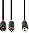 Nedis Stereo-Audiokabel - 2x RCA Male - RCA Female - Verguld - 0.20 m - Rond - Antraciet - Doos - afbeelding 1