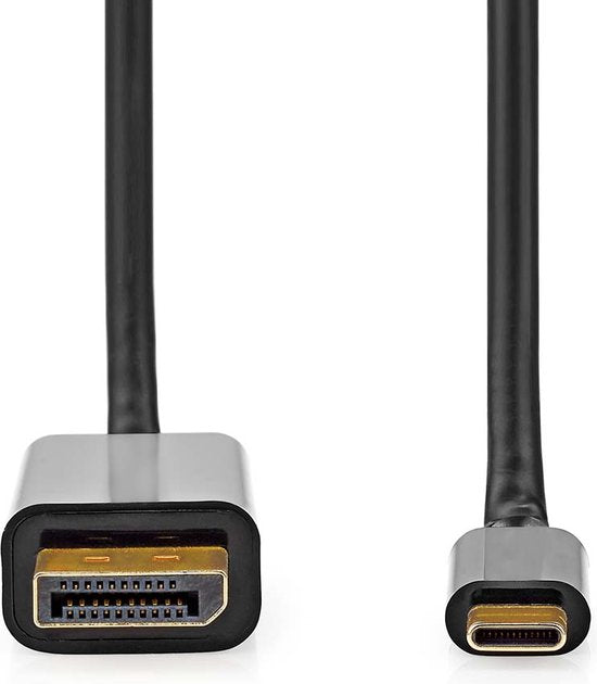 Nedis USB-C Adapter - USB 3.2 Gen 1 - USB-C Male - DisplayPort Male - 4K@60Hz - 2.00 m - Rond - Verguld - PVC - Zwart - Doos - afbeelding 1