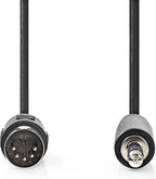 Nedis DIN-Audiokabel - DIN 5-Pins Male - 3,5 mm Male - Vernikkeld - 1.00 m - Rond - PVC - Zwart - Envelop - afbeelding 1