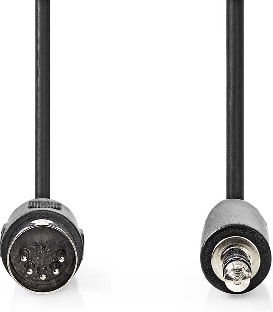 Nedis DIN-Audiokabel - DIN 5-Pins Male - 3,5 mm Male - Vernikkeld - 1.00 m - Rond - PVC - Zwart - Envelop - afbeelding 1