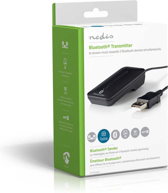 Nedis Bluetooth-Zender - Input: 1x TosLink Female - AptX Low latency / AptX / SBC - Maximaal 2 Apparaten - Zwart - afbeelding 13
