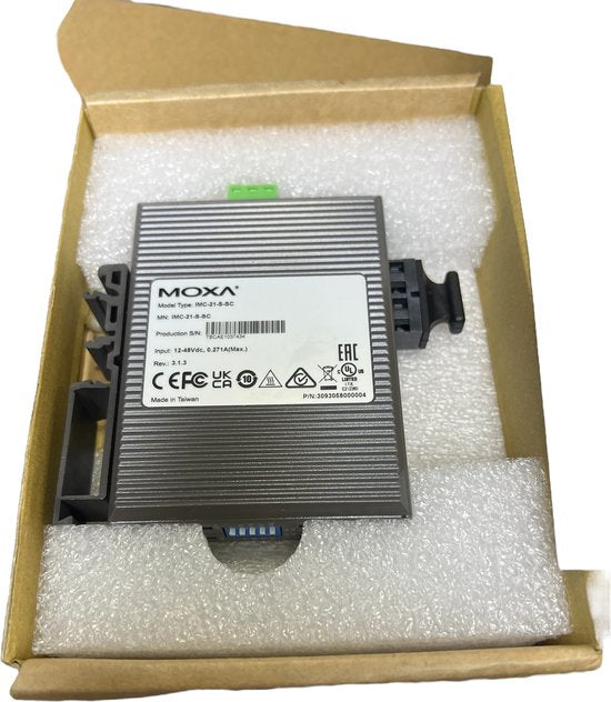 Moxa IMC-21-S-SC, 100 Mbit/s, 10/100Base-T(X), 100Base-FX, Bedraad, 40000 m, 1310 nm, -36 dBmW - afbeelding 4