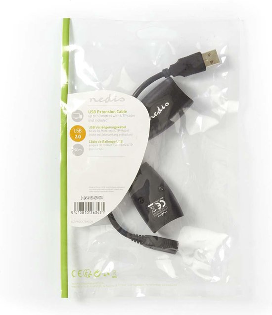 Nedis Actieve USB 2.0-Verlengkabel A F BK - afbeelding 32