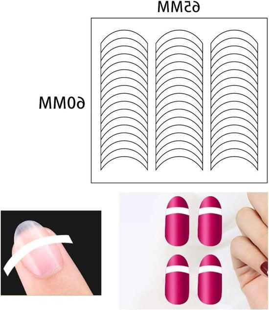 Crescentvormige French manicure stickers voor DIY nagelontwerpen - 130 stuks voor perfecte nagels, nail art en nagelverzorging - afbeelding 5