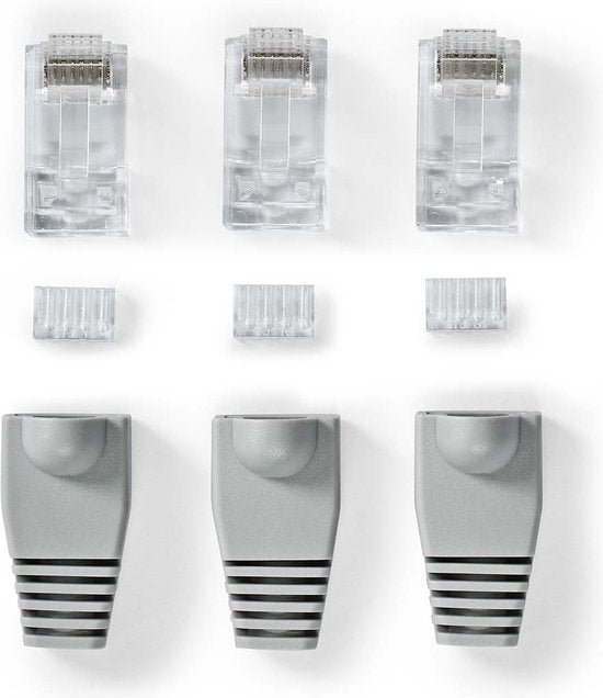 Nedis RJ45-Connector - Male - Solid UTP CAT6 - Recht - Verguld - 10 Stuks - PVC - Grijs - Doos - afbeelding 3