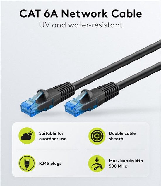 Goobay U/UTP CAT6 Gigabit outdoor netwerkkabel / zwart - 10 meter - afbeelding 11