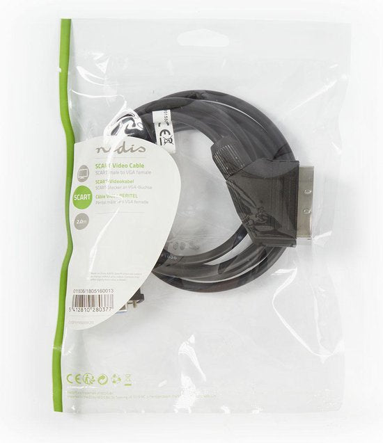 Nedis SCART-Kabel - SCART Male - VGA Female 15p - Vernikkeld - 480p - 2.00 m - Rond - PVC - Zwart - Label - afbeelding 4
