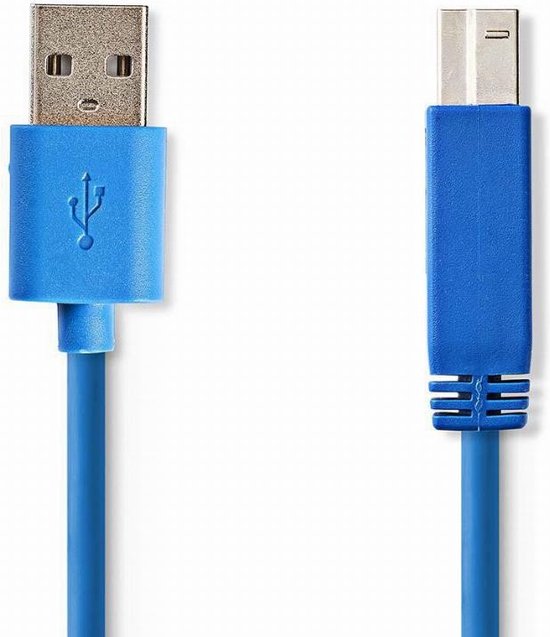 Nedis USB-Kabel - USB 3.2 Gen 1 - USB-A Male - USB-B Male - 5 Gbps - Vernikkeld - 3.00 m - Rond - PVC - Blauw - Envelop - afbeelding 10