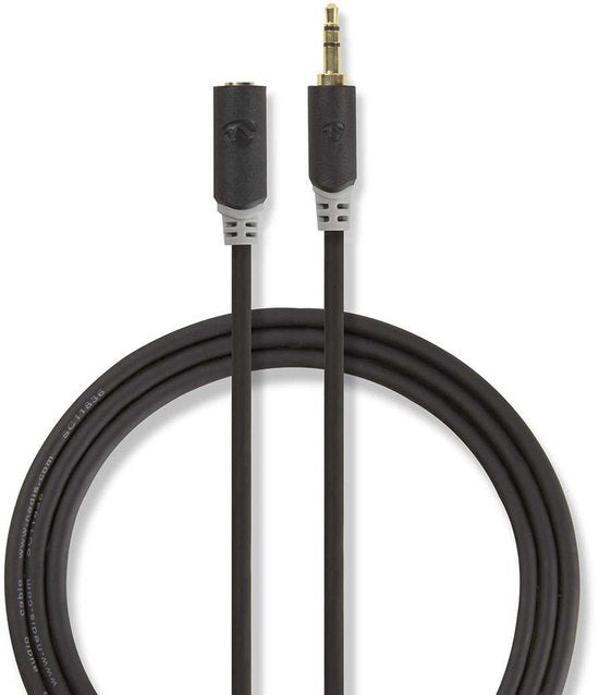 Nedis Stereo-Audiokabel - 3,5 Male - 3,5 Female - Verguld - m - Rond - Antraciet - Doos - afbeelding 21