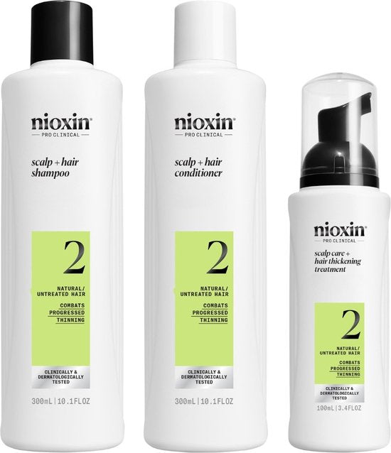 Nioxin System 2 – Loyalty Kit - voor Natuurlijk Haar - Anti Haaruitval – Gevorderde Uitdunning – 300+300+100ml - afbeelding 1