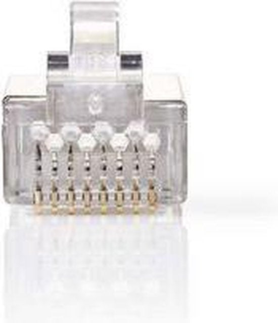 RJ45-Connector - Male - Stranded STP CAT6 - Recht - Verguld - 10 Stuks - PVC - Transparant - Polybag - afbeelding 3