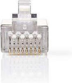 RJ45-Connector - Male - Stranded STP CAT6 - Recht - Verguld - 10 Stuks - PVC - Transparant - Polybag - afbeelding 3