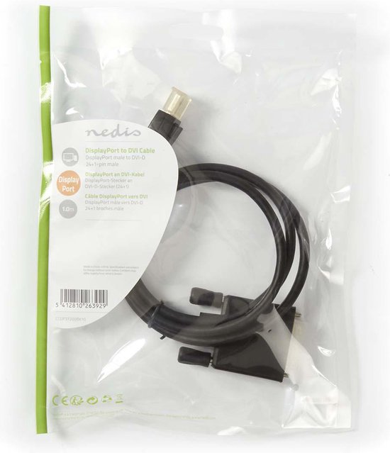 | DisplayPort Male | DVI-D 24+1-Pins Male | | | m | | | Zwart | - afbeelding 3