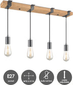 Home Sweet Home - Landelijke Hanglamp Denton - geschikt voor E27 LED lichtbron - 3 lichts hanglamp gemaakt van Hout - 70/14/110cm - Pendellamp - afbeelding 3