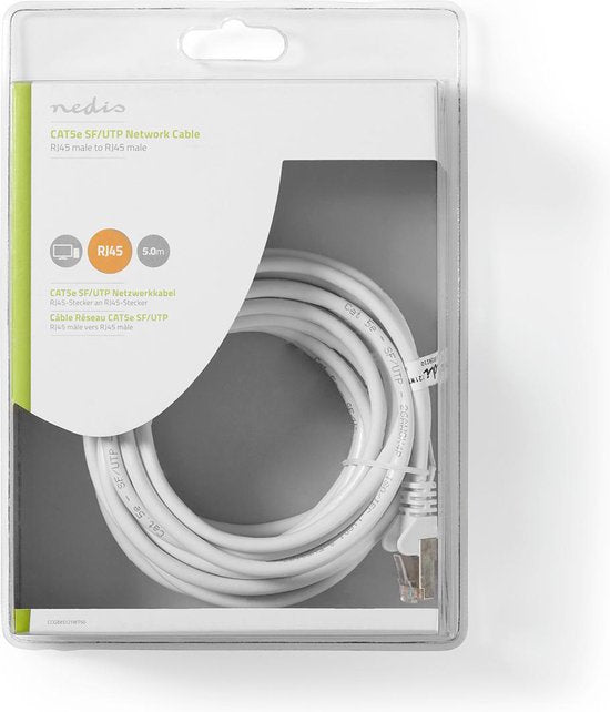 Nedis CAT5e-Kabel | SF/UTP | RJ45 Male | RJ45 Male | 10.0 m | Rond | PVC | Wit | Blister - afbeelding 5
