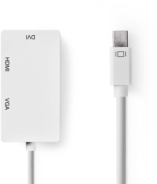 Nedis Mini DisplayPort-Kabel - DisplayPort 1.2 - Mini-DisplayPort Male - DVI-D 24+1-Pins Female / HDMI Input / VGA Female 15p - 21.6 Gbps - Vernikkeld - 0.20 m - Rond - PVC - Wit - Polybag - afbeelding 16