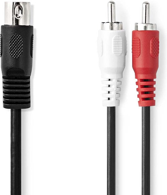 Nedis DIN-Audiokabel - DIN 5-Pins Male - 2x RCA Male - Vernikkeld - 1.00 m - Rond - PVC - Zwart - Label - afbeelding 3