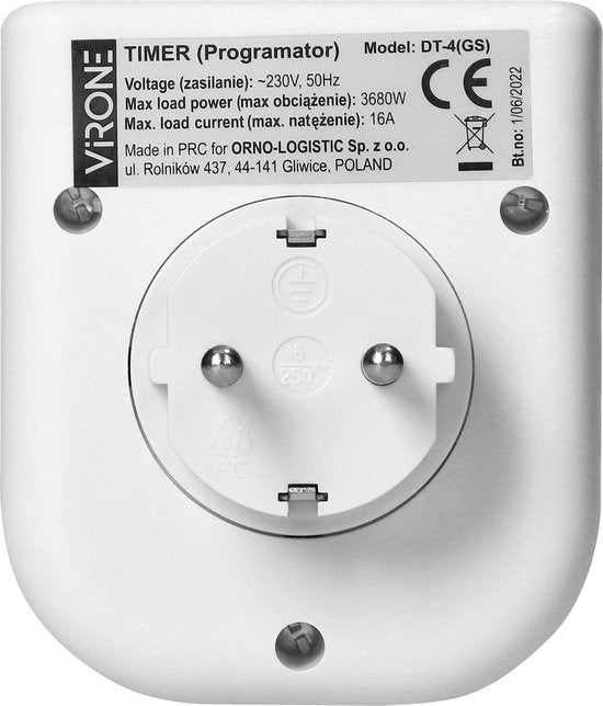 Virone Elektronische Timer Stopcontact – Programmeerbaar tot 7 Dagen – Tijdschakelaar 3680W – Wit - afbeelding 4