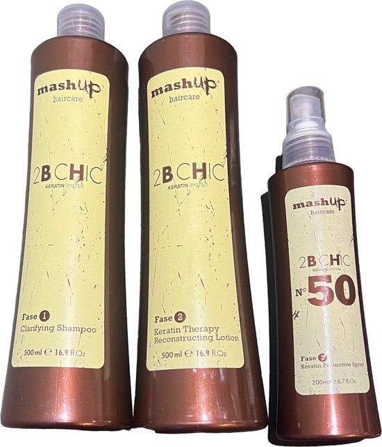 mashUp haircare Keratine Behandeling 3 Flessen Fase 1,2 en 3 Totaal 1200ml - afbeelding 1