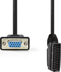 Nedis SCART-Kabel - SCART Male - VGA Female 15p - Vernikkeld - 480p - 2.00 m - Rond - PVC - Zwart - Label - afbeelding 1