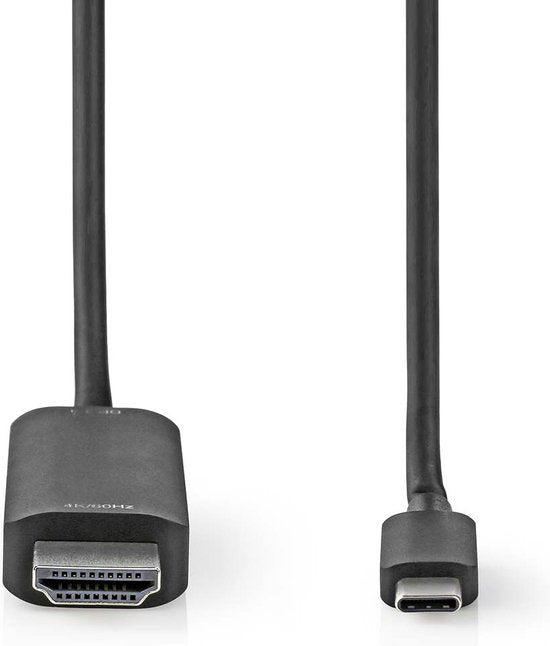 Nedis USB-C Adapter - USB 3.2 Gen 1 - USB-C Male - HDMI Connector - 4K@60Hz - 2.00 m - Rond - Vernikkeld - PVC - Zwart - Label - afbeelding 1