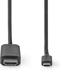Nedis USB-C Adapter - USB 3.2 Gen 1 - USB-C Male - HDMI Connector - 4K@60Hz - 2.00 m - Rond - Vernikkeld - PVC - Zwart - Label - afbeelding 1