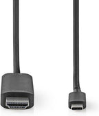 Nedis USB-C Adapter - USB 3.2 Gen 1 - USB-C Male - HDMI Connector - 4K@60Hz - 2.00 m - Rond - Vernikkeld - PVC - Zwart - Label - afbeelding 1