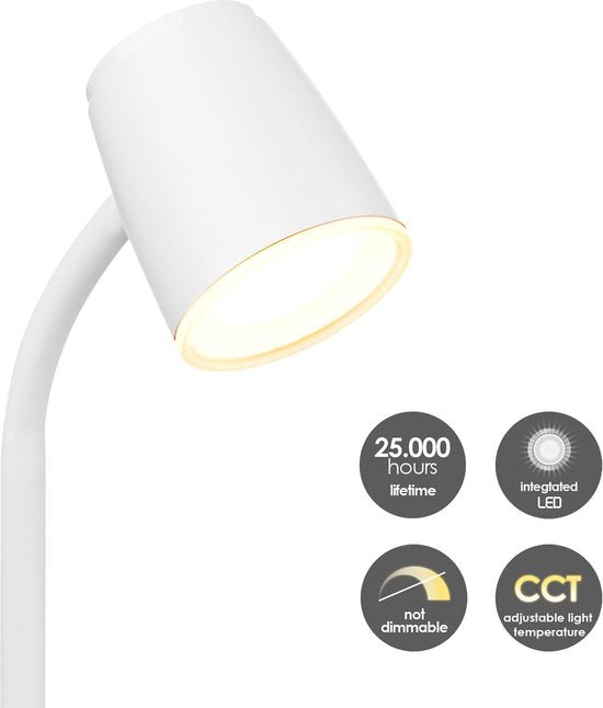 Home Sweet Home - Moderne Led Bureaulamp Elbo - verstelbare LED Leeslamp met schakelaar - Wit - 14/14/38cm - 4W 3000K 530lm dimbaar - geschikt voor - afbeelding 4