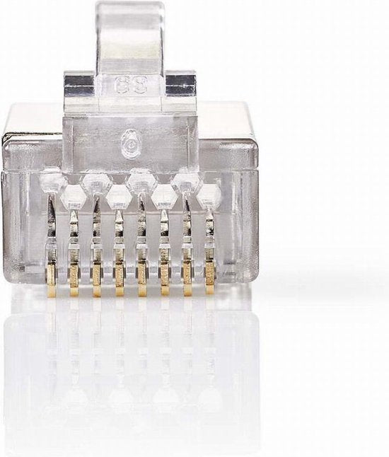 RJ45-Connector - Male - Stranded STP CAT6 - Recht - Verguld - 10 Stuks - PVC - Transparant - Polybag - afbeelding 8