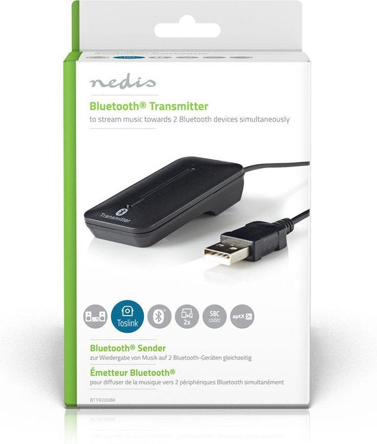 Nedis Bluetooth-Zender - Input: 1x TosLink Female - AptX Low latency / AptX / SBC - Maximaal 2 Apparaten - Zwart - afbeelding 7