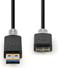 Nedis USB-Kabel - USB 3.2 Gen 1 - USB-A Male - USB Micro-B Male - 5 Gbps - Verguld - 2.00 m - Rond - PVC - Antraciet - Doos - afbeelding 1